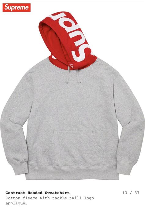 Yahooオークション 2021fw Supreme Contrast Hooded Sweatshirt シ