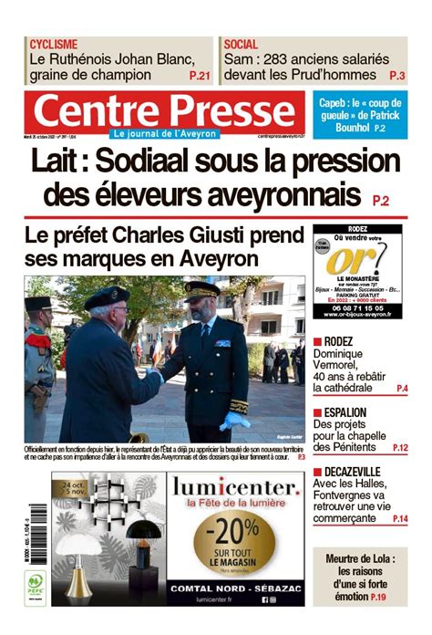 Centre Presse Aveyron N20221025 du 25 octobre 2022 à télécharger sur iPad