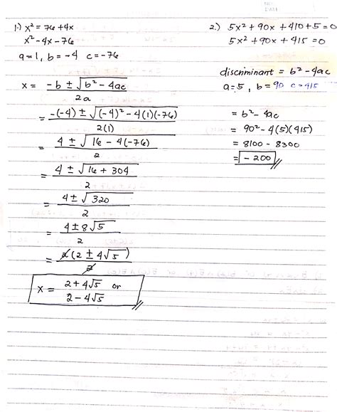 Solved 1 Solve For The Roots In Simplest Form Using The Quadratic