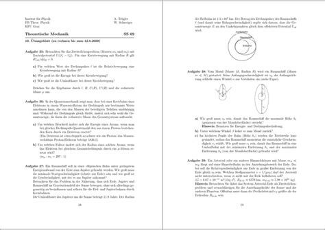 Bungsblatt Institut F R Physik