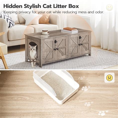 Snapklik HOOBRO 47 2 Litter Box Enclosure For 2 Cats Hidden