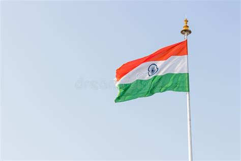 Indian Flag Flying High on a Flagpost Stock Photo - Image of nation ...