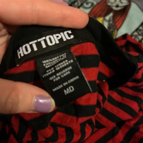 Red And Black Stripped Metal Accent Hot Topic Shirt Depop