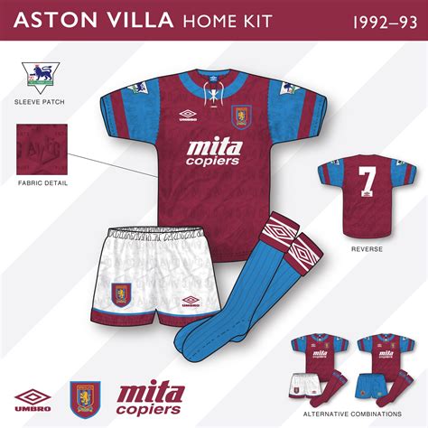 An In Depth Look Aston Villa 199293 Home Kit Kit Design Football