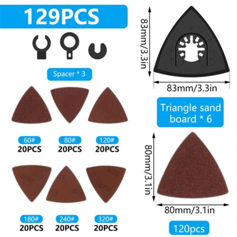 Pcs Oscillating Tool Sanding Pad Kit Grit Triangle Hook And