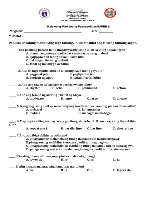 2nd Periodic Test Mapeh Pdf