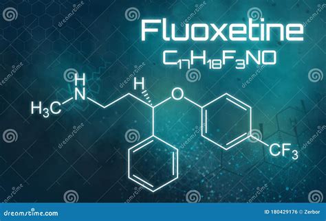 Chemical Formula of Fluoxetine on a Futuristic Background Stock ...