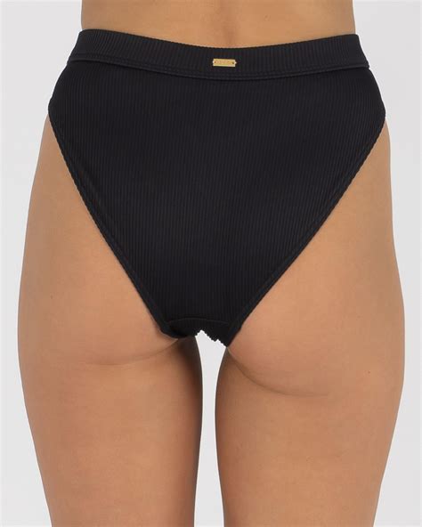 Shop Roxy Mind Of Freedom Bikini Bottom In Anthracite Fast Shipping