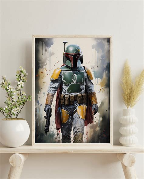 Boba Fett Digital Print Boba Fett Painting Star Wars Fan Watercolors