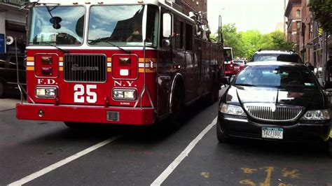 Fdny Ladder 25 And Collapse Rescue 1 Unit Respond With Siren And Lights