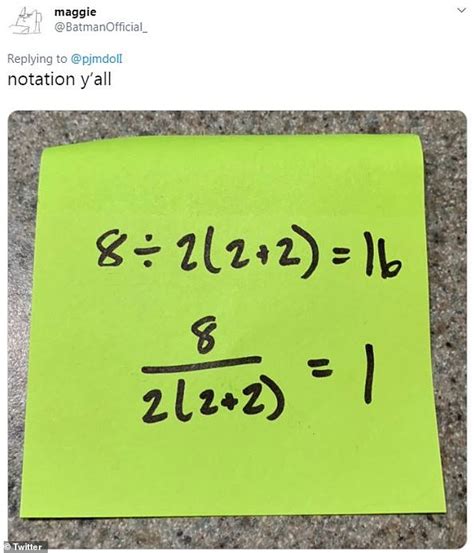 Social Media Users Stumped Over Tricky Math Equation Daily Mail Online