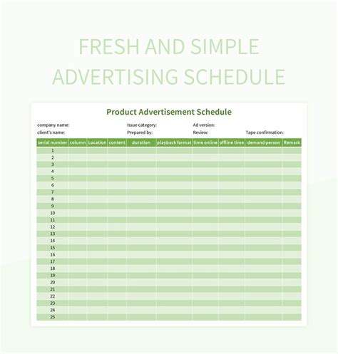 Free Advertising Schedule Templates For Google Sheets And Microsoft ...