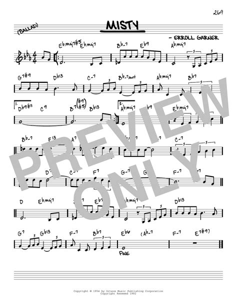 Misty Reharmonized Version Arr Jack Grassel By Erroll Garner Sheet