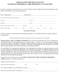 Town Of Patterson New York Application For Multi Use Of Veterans