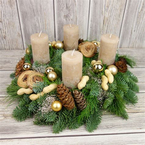 Adventskranz Frische Tanne Adventskr Nze Gold Weihnachtskranz