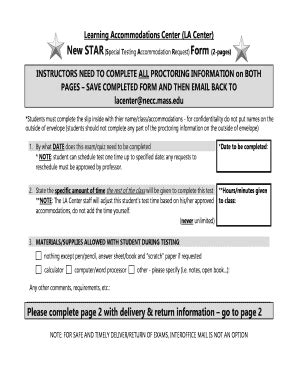 Fillable Online Star Specialized Testing Accommodations Request