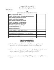 C115 Lab Activity 12 Molar Volume H2 Gas Report Form Pdf Lab Activity