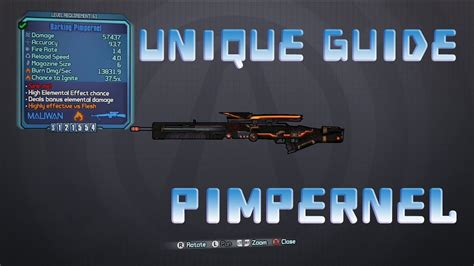 Borderlands 2 Unique Weapon Guide Pimpernel Youtube