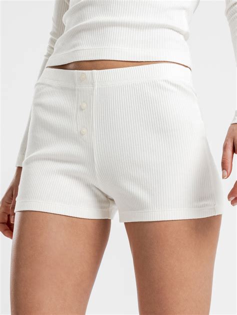 Nude Lucy Ribbed Lounge Shorts In White White Glue Store