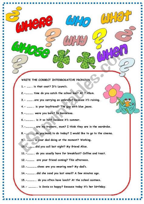 Interrogative Sentences Worksheet For Class 4