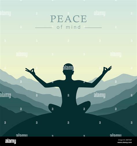 peace of mind meditation concept silhouette with mountain background ...