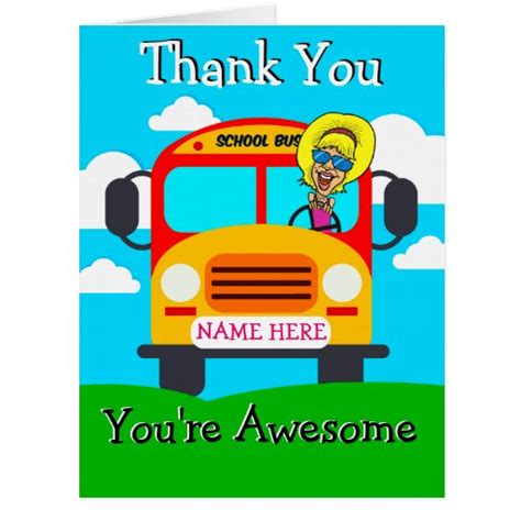 Personalized Cute Woman Bus Driver Thank You Card Zazzle