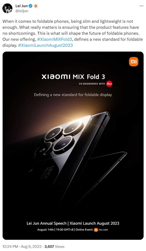 Xiaomi S Newest Foldable The MIX Fold 3 Launches Next Week