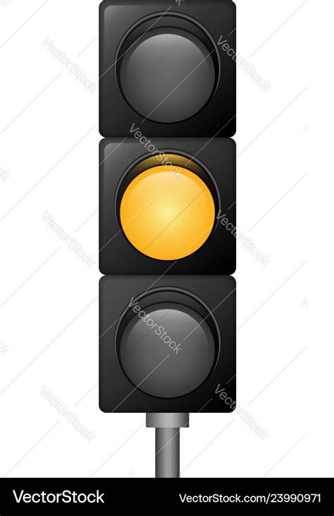 Yellow Color Traffic Lights Icon Realistic Style Vector Image