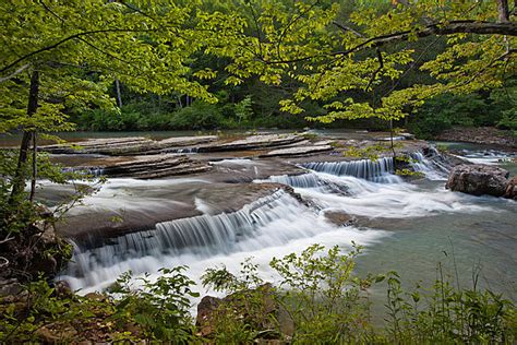 Six Finger Falls Framed By Spring Trees Falling Water Creek Ozark