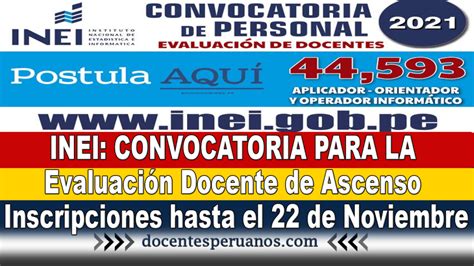 Inei Convocatoria Para La Evaluaci N Docente De Ascenso Inscripciones