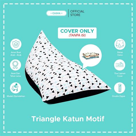 Jual COVER ONLY CASHA Triangle MEDIUM Katun Motif TANPA ISI Bean