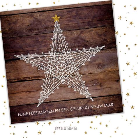 Stoere Kerstkaart Donkere Houtlook Ster Van Spijkers En Draad Kerst