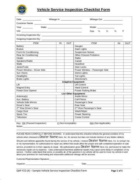 Free Inspection Checklist Samples In Pdf Ms Word Google Docs