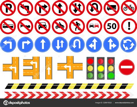 Set Colorful Traffic Signs Road Directions Illustrations Stock Vector ...