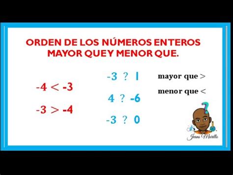 Orden De Los N Meros Enteros Mayor Que Y Menor Que Jeans Murillo Youtube