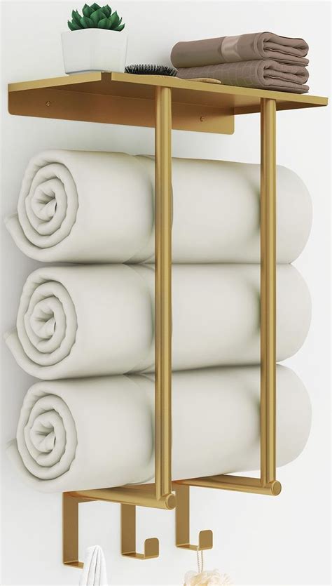 Towel Rack With Metal Shelf And 3 Hooks Bethom Towel Racks For Bathroom Wall Mounted Metal