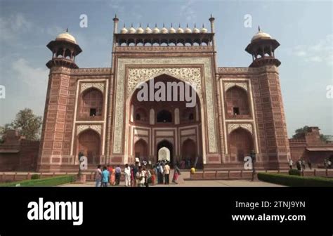 Exterior Shot Of The Main Entrance Gate To The Taj Mahal At Agra India