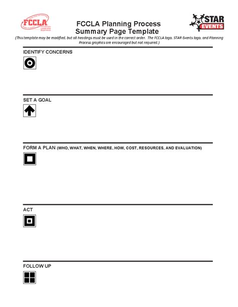 Planning Process Summary Page Template Fillable Bio Fccla