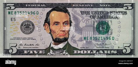 Colorized 5 dollar bill for design purpose Stock Photo - Alamy