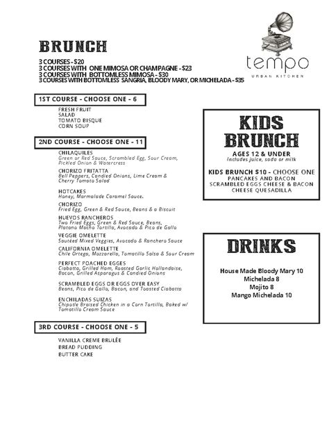 Tempo Menu | OC Restaurant Guides