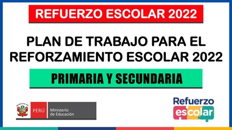 Refuerzo Escolar Excelente Plan De Trabajo Para El Reforzamiento