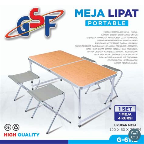 Jual Meja Lipat Koper Hpl Aluminium Portable Set Kursi Serbaguna