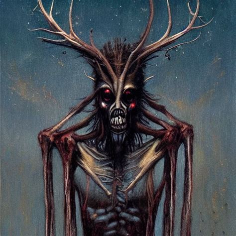 Krea Ai An Oil Painting Of Wendigo By Esao Andrews Circa