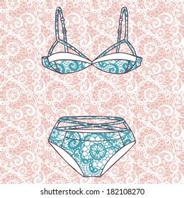 Hand Drawn Vector Sexy Lingerie Set Stock Illustration