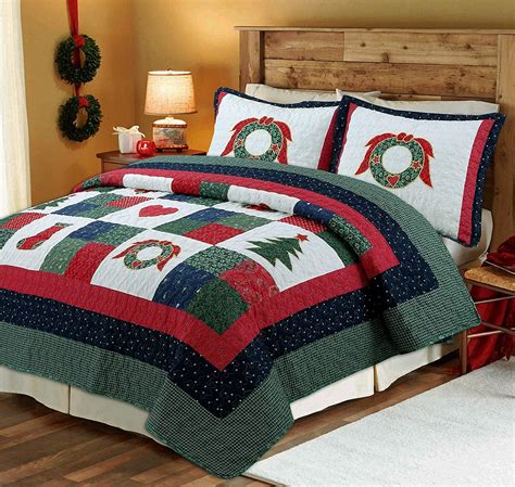 Cozy Line Home Fashions Happy Christmas 2 Piece Cotton Quilt Bedding