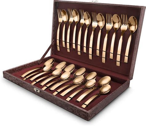 Fns Oscar Karat Gold Plated Cutlery Set With Leatherette Box