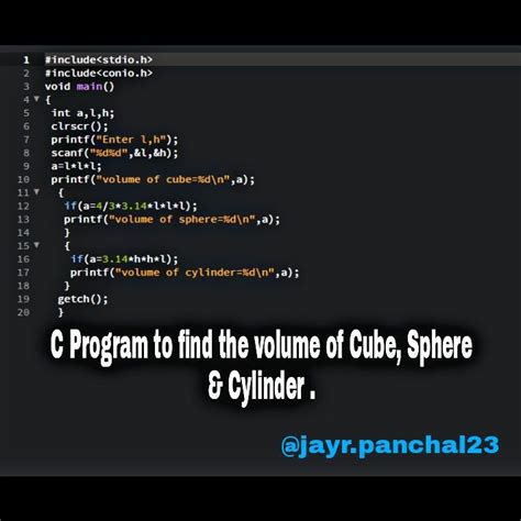 C Program To Find The Volume Of Cube Sphere And Cylinder CPROGRAMS