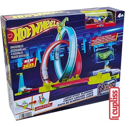 Jual Mattel Hot Wheels HPC05 Neon Speeders Laser Stunt Slumway Track