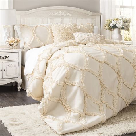 Lush Decor Avon 3 Piece Ivory Queen Comforter Set In The Bedding Sets