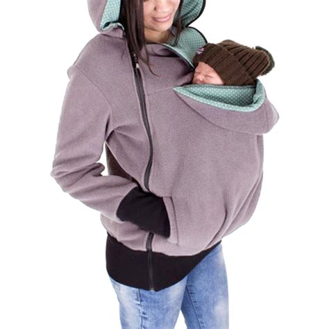 Baby Carrier Kangaroo Jacket Women Fleece Hoodie 3 In 1 Pregnant Zip